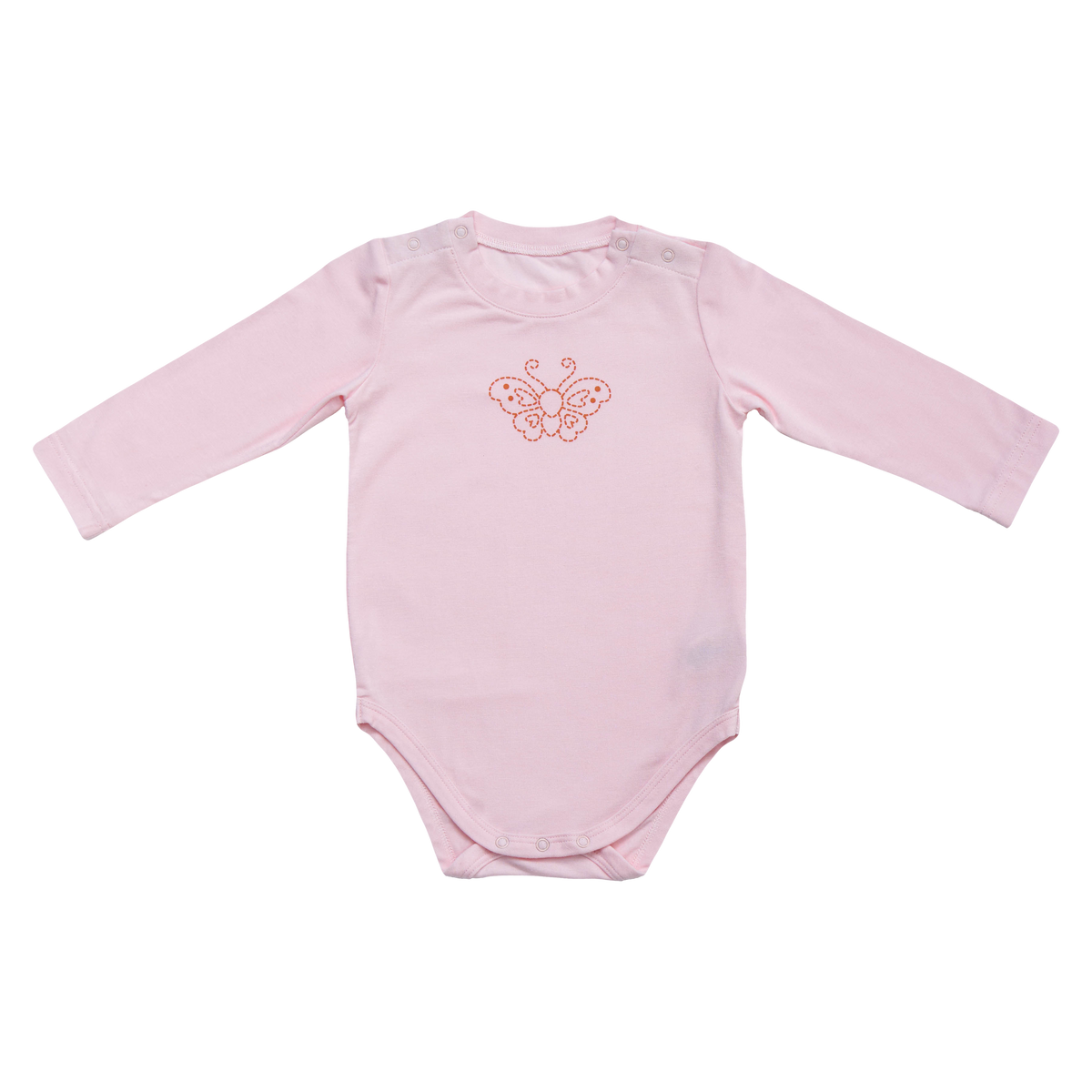 <tc>BABY cooling feeling longsleeve BODYSUIT WITH butterfly PRINT (Light Coral)</tc>