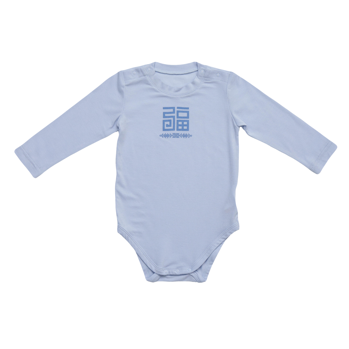 <tc>BABY cooling feeling longsleeve BODYSUIT WITH Fu Blessing  (blue)</tc>