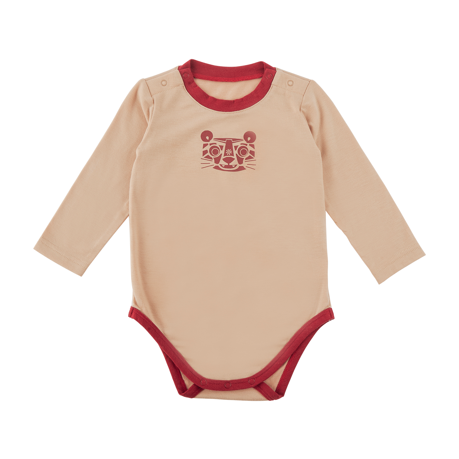 <tc>Khaki baby Thermal Bodysuit with tiger print</tc>
