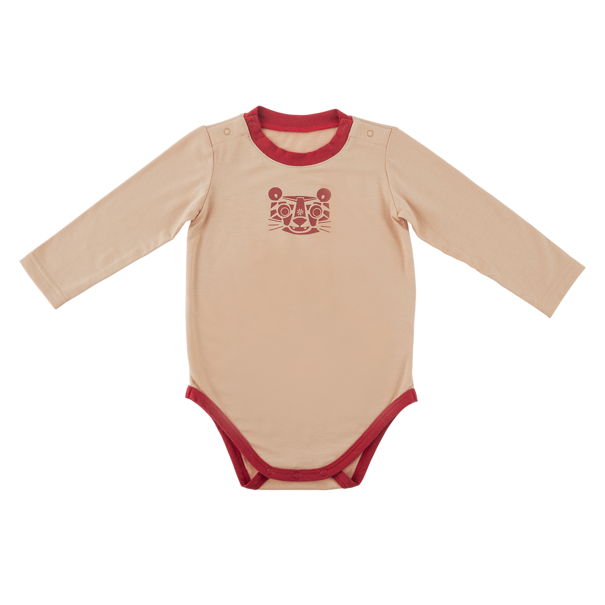 <tc>Khaki baby Thermal Bodysuit with tiger print</tc>