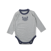 <tc>Heather grey  baby  Thermal Bodysuit with tiger print</tc>