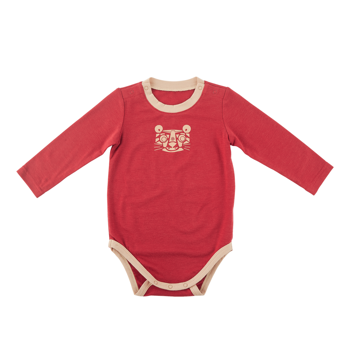 <tc>Red baby Thermal Bodysuit with tiger print</tc>