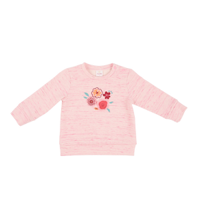 Heather pink baby top with embroidered azaleas