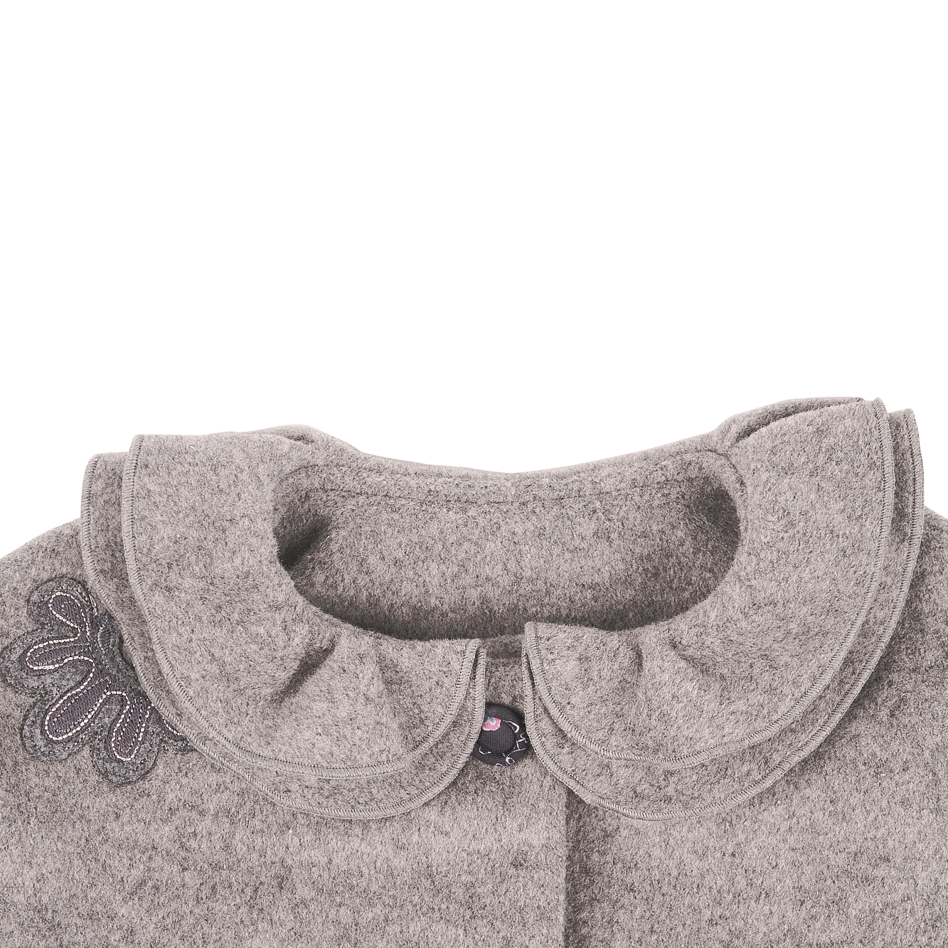 Heather grey baby coat with moonflower motif