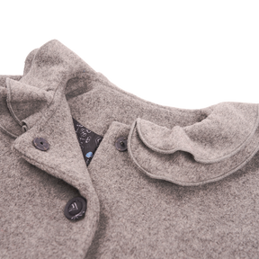 Heather grey baby coat with moonflower motif