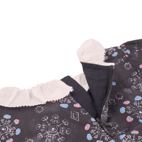 Indigo baby dress set with moonflower motif