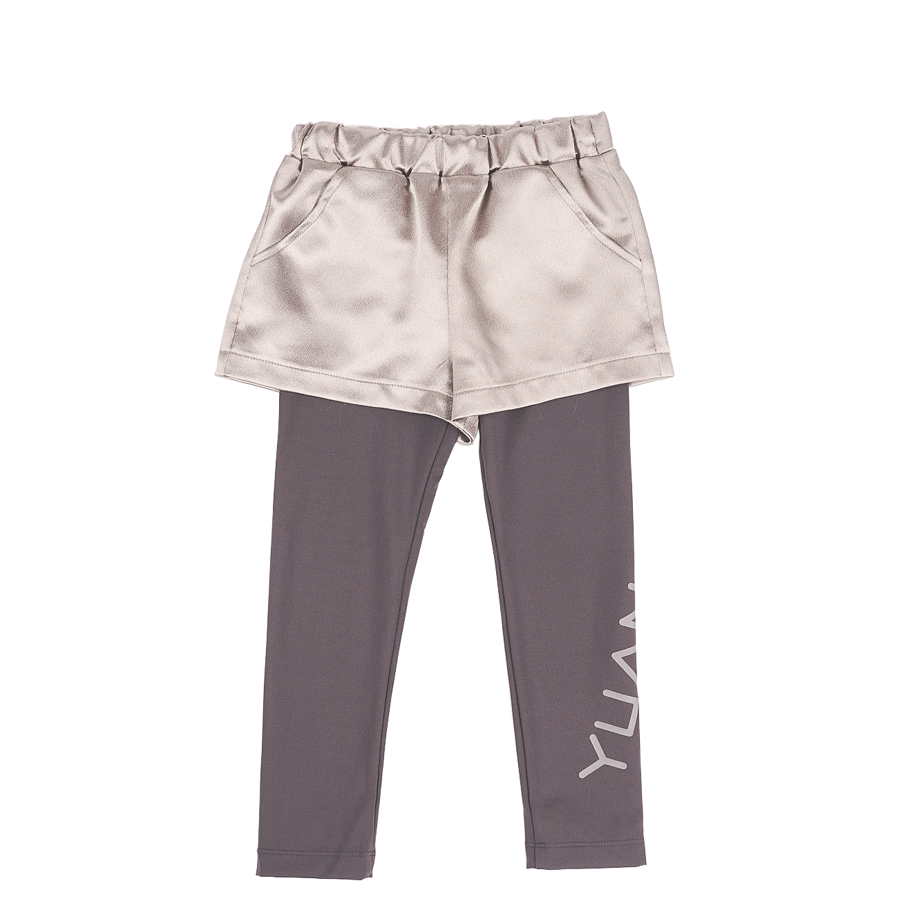 Silver kids shorts and leggings with YUAN logo