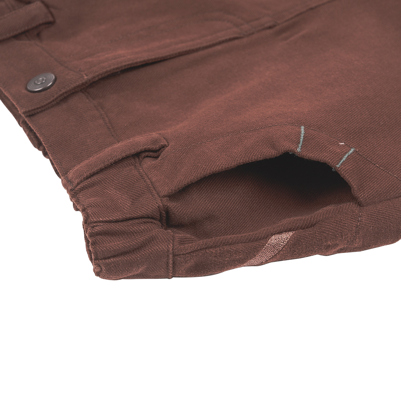 Dark brown kids trousers with good fortune and coin motif