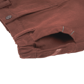 Dark brown kids trousers with good fortune and coin motif