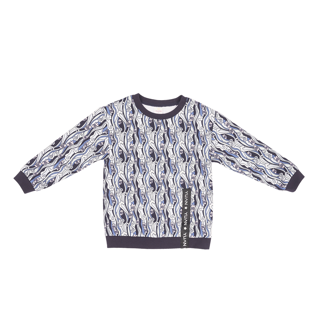 Dark blue kids sweatshirt with koi motif