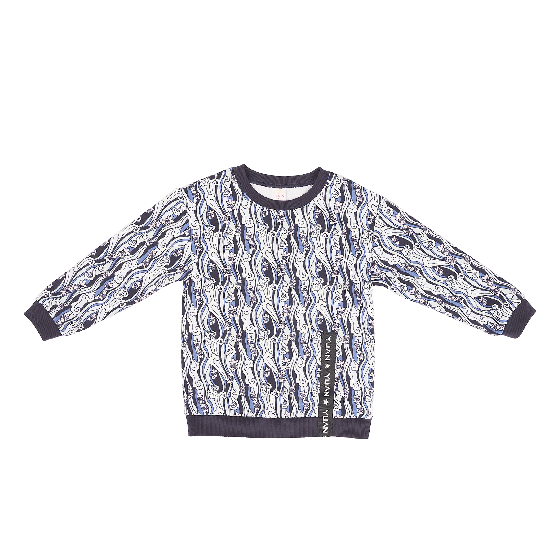 Dark blue kids sweatshirt with koi motif