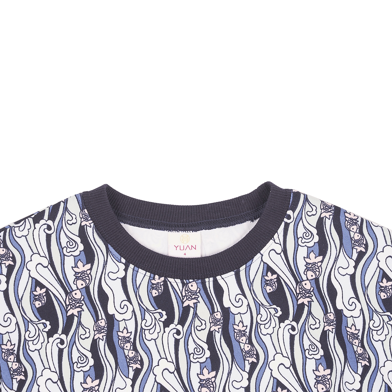 Dark blue kids sweatshirt with koi motif