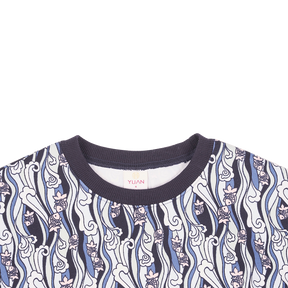 Dark blue kids sweatshirt with koi motif