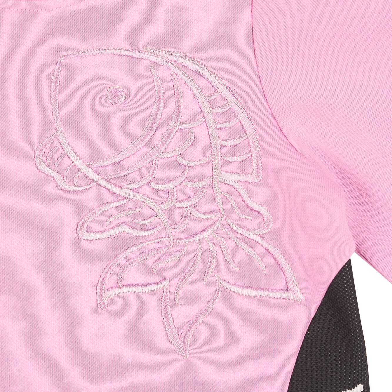 Blush kids sweatshirt with embroidered koi and YUAN logo ribbons