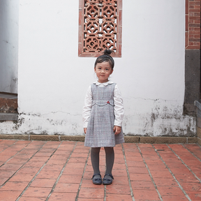 Heather grey kids dress with matching stockings