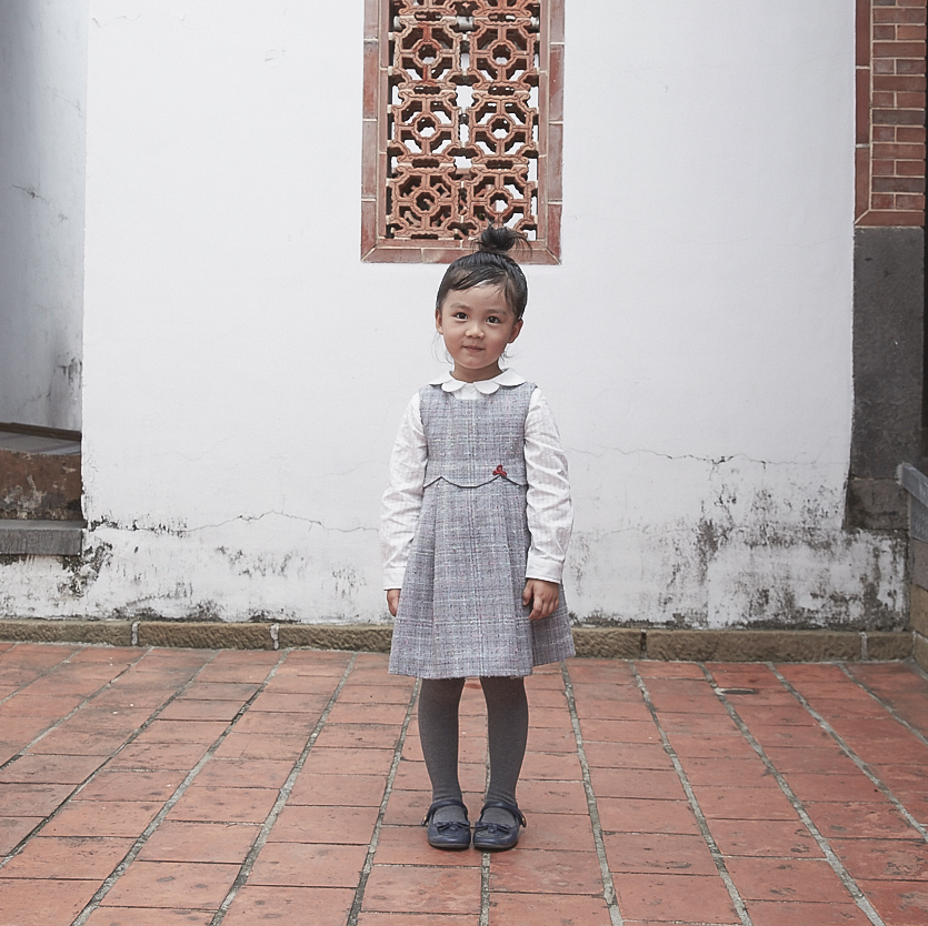 Heather grey kids dress with matching stockings