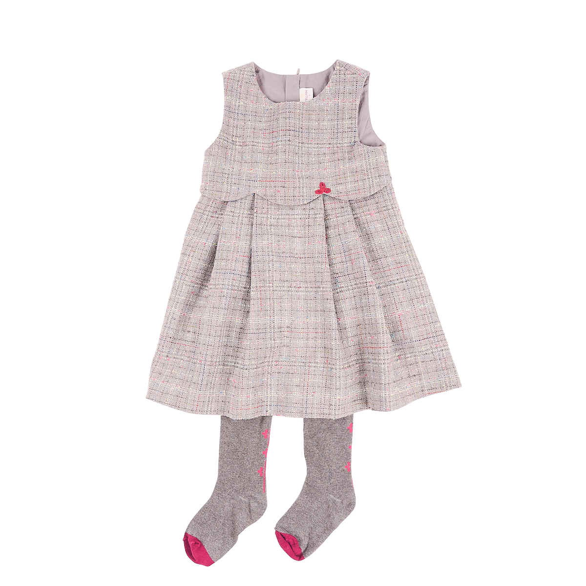 Heather grey kids dress with matching stockings