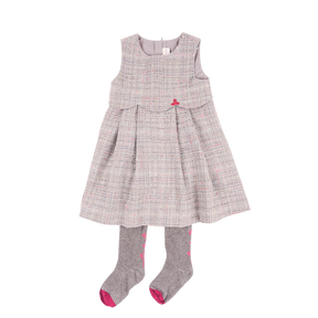 Heather grey kids dress with matching stockings