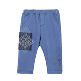 Denim baby trousers with equestrian motif