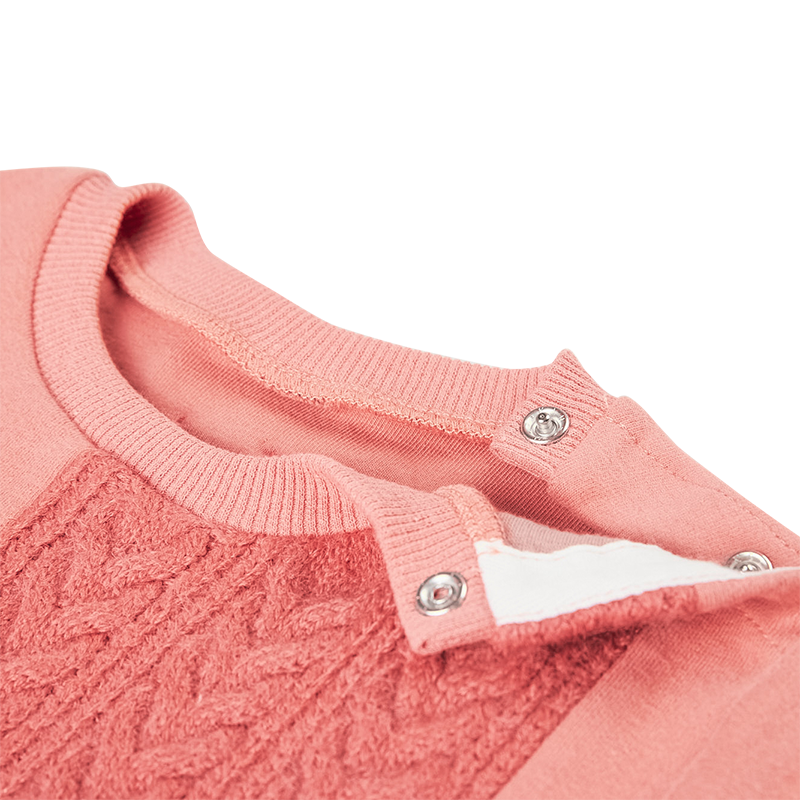 Dusty pink baby sweater with equestrian motif