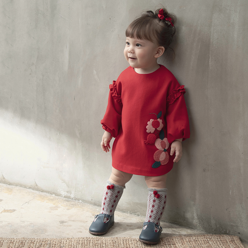 瓜瓞綿綿大紅嬰童洋裝