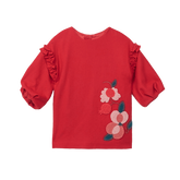 Red baby dress with embroidered pomegranate flowers