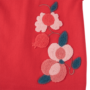 Red baby dress with embroidered pomegranate flowers