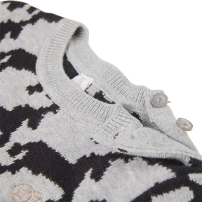 Heather grey baby sweater with equestrian motif