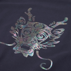 Indigo adult sweatshirt with metallic dragon print