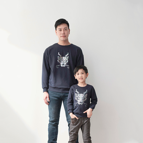 Indigo kids sweatshirt with metallic dragon print