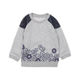 Light heather grey baby sweatshirt with coin motif