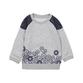 Light heather grey baby sweatshirt with coin motif