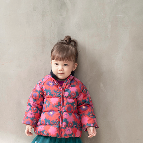 Red azalea baby down jacket