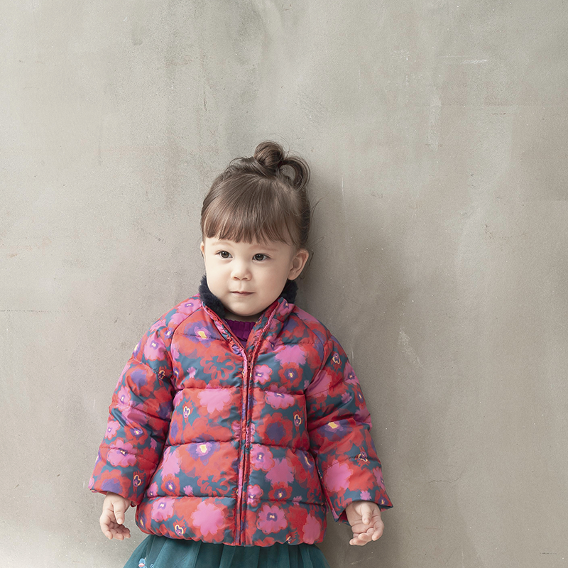 Red azalea baby down jacket