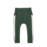 Dark green kids trousers with YUAN logo ribbons