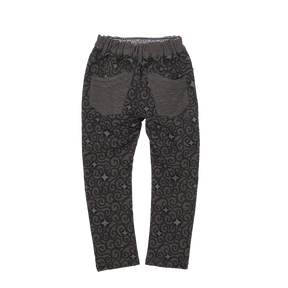 Metal grey kids trousers with coin motif