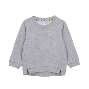 Light heather grey kids sweatshirt with embossed YUAN logo