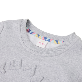 Light heather grey kids sweatshirt with embossed YUAN logo
