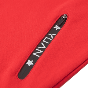Red kids sweatshirt with stand collar and YUAN logo detail