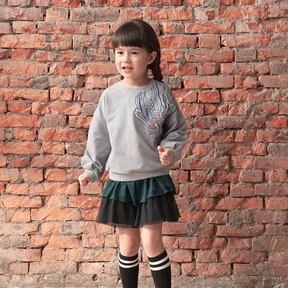 Light grey kids drop shoulder sweatshirt with embroidered koi motif