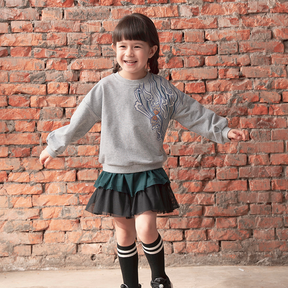 Dark green kids gauze ruffle skirt