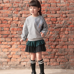 Dark green kids gauze ruffle skirt