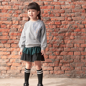 Dark green kids gauze ruffle skirt