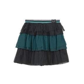 Dark green kids gauze ruffle skirt