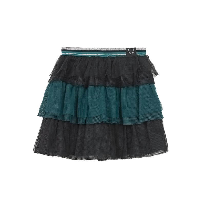 Dark green kids gauze ruffle skirt