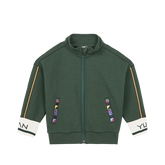 Dark green kids jacket with geometric designs