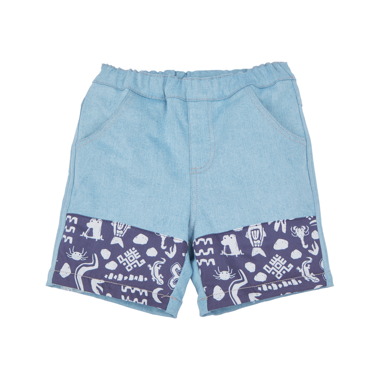 <tc>Baby denim shorts with five poisons patchwork</tc>