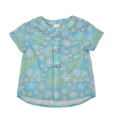 <tc>Celadon baby button down shirt with Chinese knot buttons</tc>