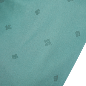 <tc>Grey green kids shorts with embroidered endless knot</tc>