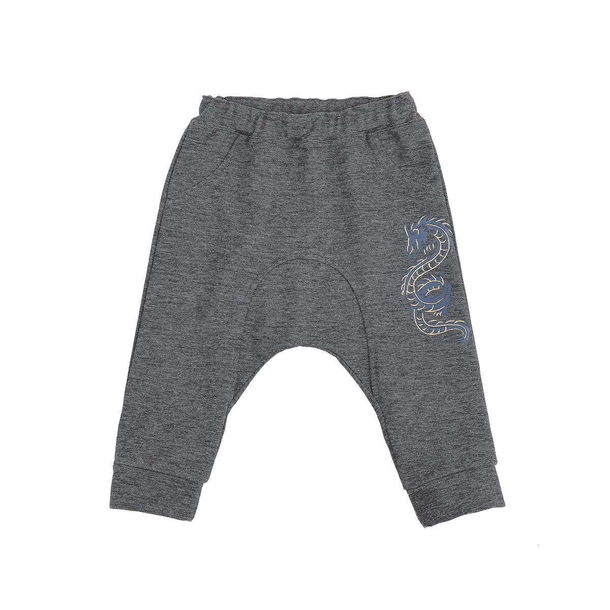 Heather grey baby trousers with dragon motif